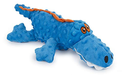 goDog Gators Squeaky Plush Dog Toy (Blue, Large)