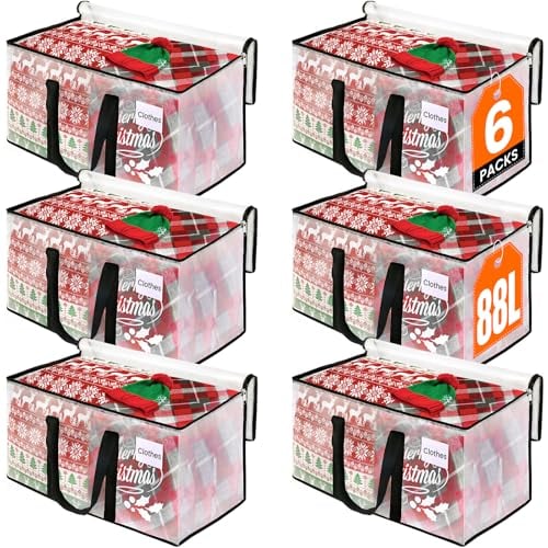 RoomHacks Heavy Duty Moving Bags, 88L, 6-Pack, Clear