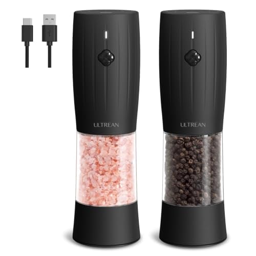 Ultrean Electric Salt & Pepper Grinder Set 2-Pack w/ USB-C Rechargeable & LED Light Deal