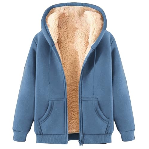 Full Zip Up Fleece-lined Hoodies with Pocket Deal