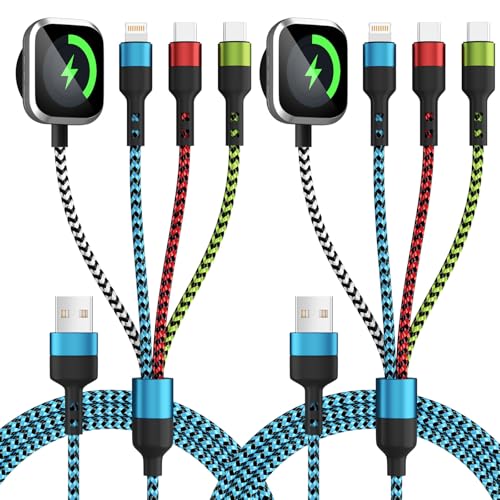 Jogrytece 2-Count 5' 4-in-1 Travel Charging Cables w/ Apple Watch Charger (Lightning & USB-C) Deal