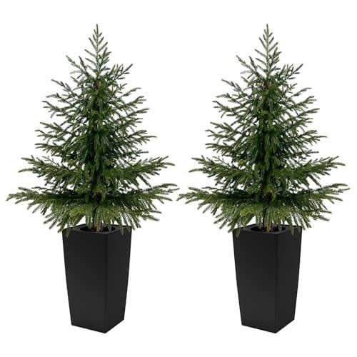 2-Count 4ft Artificial Cedar Trees w/ Square Pot Deal