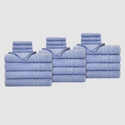 24-Piece True Hue Cotton-Blend Bleach Safe Bath Towel Set Deal
