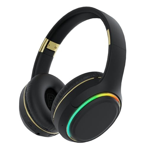 Foldable Over-Ear Wireless Bluetooth Headphones with RGB LED Lighting