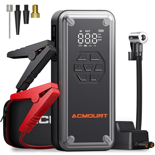 Acmount 5000A 12V 26800mAh Battery Jump Starter w/ 150PSI Air Compressor