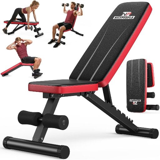NICEPEOPLE Adjustable Weight Bench w/ 8 Backrest Angles (Up to 600-Lbs Capacity) Deal