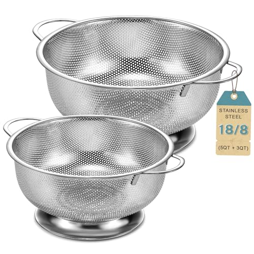 5 QT & 3 QT Stainless Steel Strainers with Handles Deal