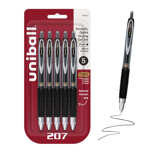 Uni-Ball 207 Signo 0.5mm Micro Point Retractable Gel Pens 5-Count Deal