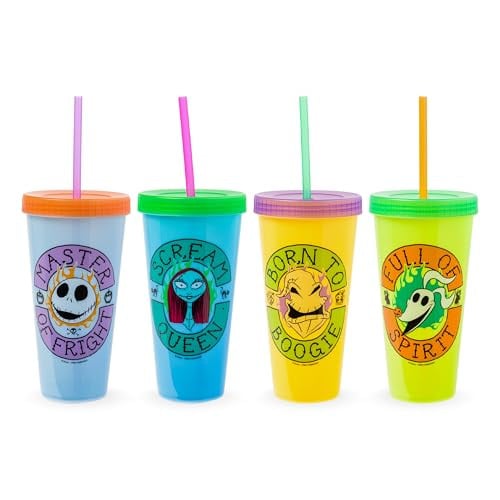 Silver Buffalo Disney The Nightmare Before Christmas Color Change Plastic Tumblers 4-Pack