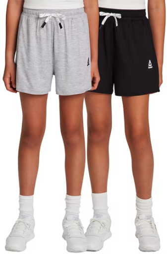 Reebok Girls' Athletic Balance Gym Shorts 2-Pack (Sizes 4-12)