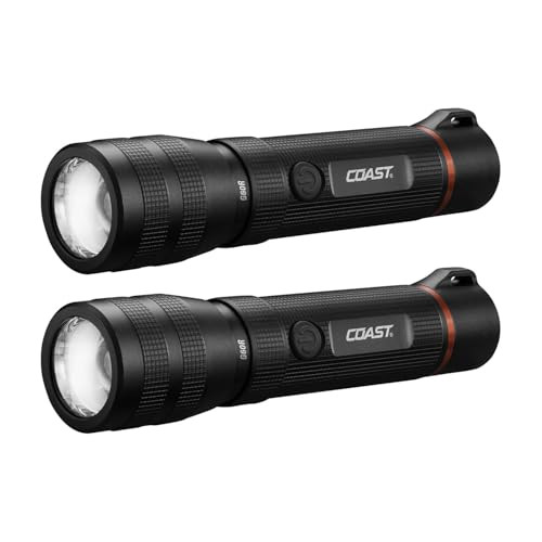 Coast G60R 1000 Lumen Waterproof Rechargeable LED Flashlight, 2-Pack