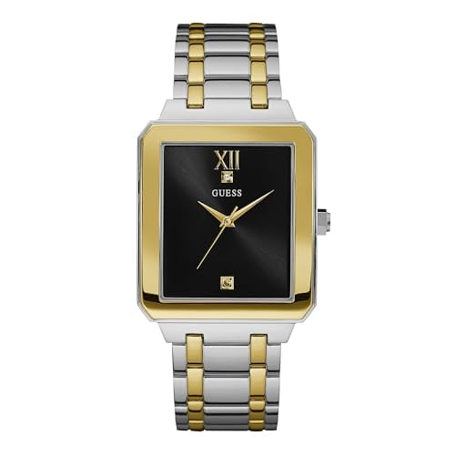 Guess Men's 35mm Watch Two-Tone Stainless Steel Strap Black Dial Two-Tone Case Deal