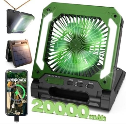 Hakol 20000mAh Rechargeable Solar Camping Fan Deal