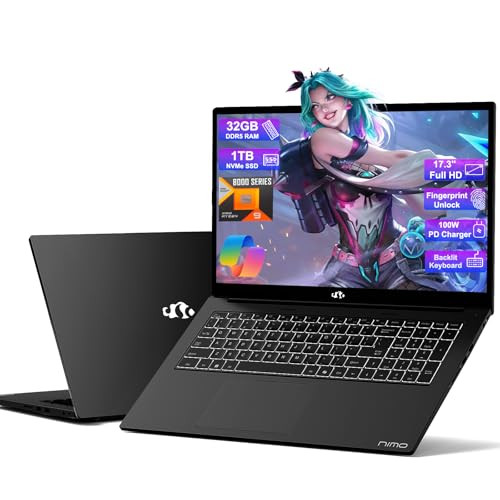 NIMO 17.3" Laptop: Ryzen 9 8945HS, Radeon 780M Graphics, 32GB DDR5, 1TB SSD