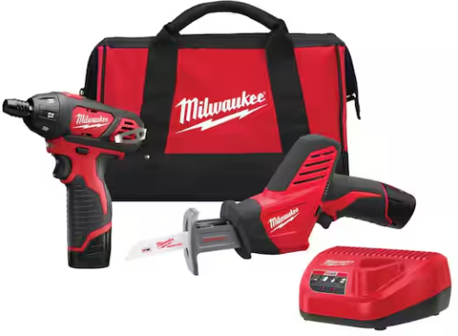 Milwaukee M12 12V Lithium-Ion Cordless Screwdriver/HACKZALL Combo Kit (2-Tool) with Two 1.5 Ah Batteries