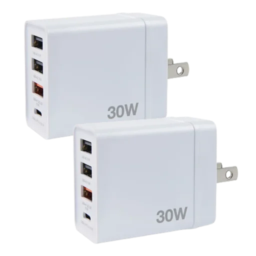 Verbatim 30W 4-Port USB Wall Chargers 2-Pack