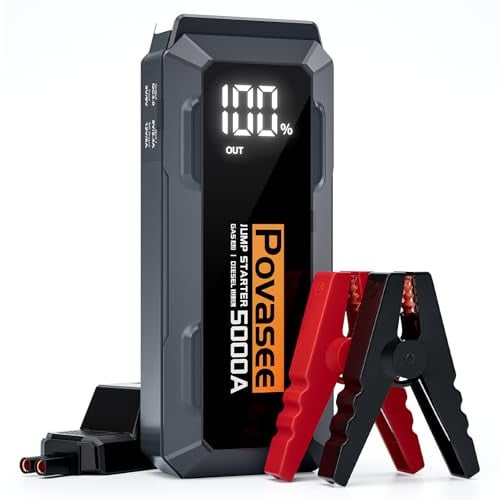 Povasee A40 5000A Jump Starter w/ 3" LCD Display for 12V Vehicles