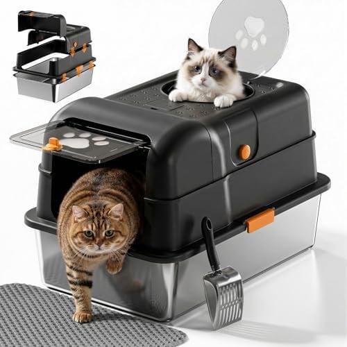 Stainless Steel Litter Box No-Mess Odor Control Deal