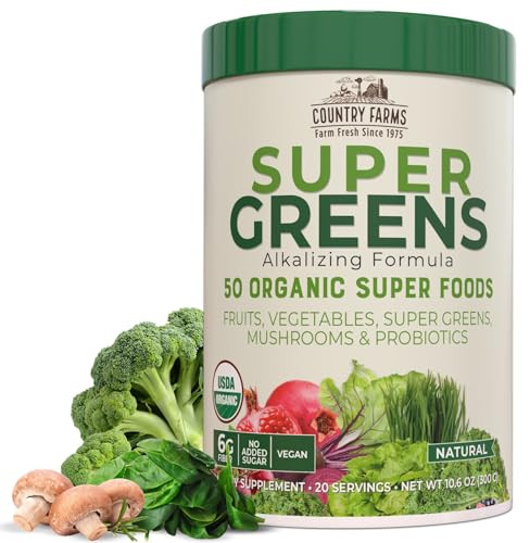 Country Farms Organic Super Greens Natural Flavor, 50 Organic Super Foods
