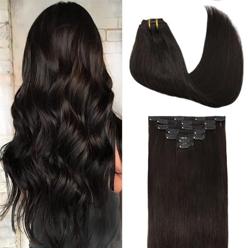 GOO GOO Clip in Hair Extensions Real Human Hair 18inch 120g 7Pcs Deal