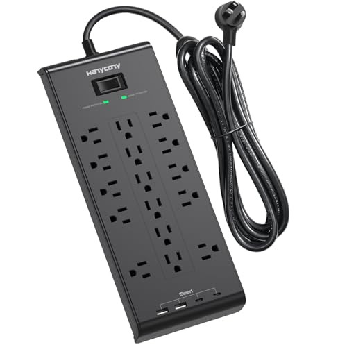 HANYCONY Surge Protector with 16 Outlets 4 USB Ports