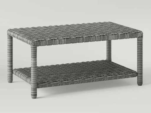 Grey Metal Frame Wicker Patio Table Weather Resistant