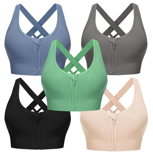 Sykooria Women's Zipper Style Sports Bras