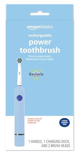 Amazon Basics Power Rechargeable Electric Toothbrush w/ EasyFlex Brush Heads & 2-Minute Quadrant Timer Deal