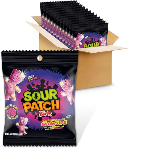 Sour Patch Kids Glow Ups Strawberry-Watermelon Soft & Chewy Candy 12-Pack 3.08-Oz