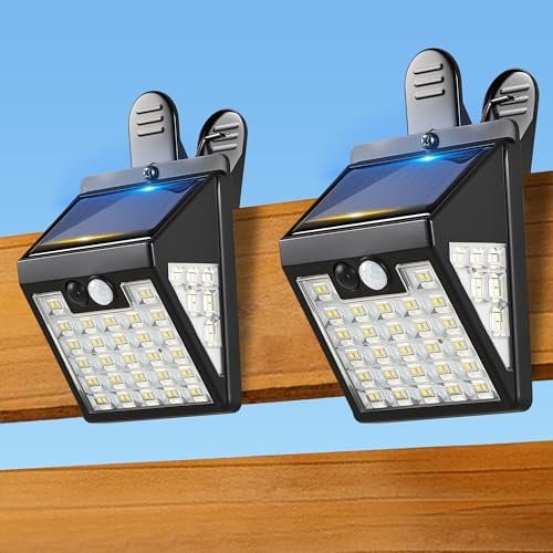 Thumok Clip-On Motion Sensor Outdoor Solar Lights (2-Count, 72 LEDs, 600LM, Black)