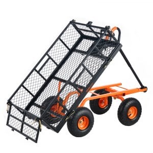 VEVOR Metal Garden Dump Cart, 400 lbs Capacity, 10" Wheels Deal
