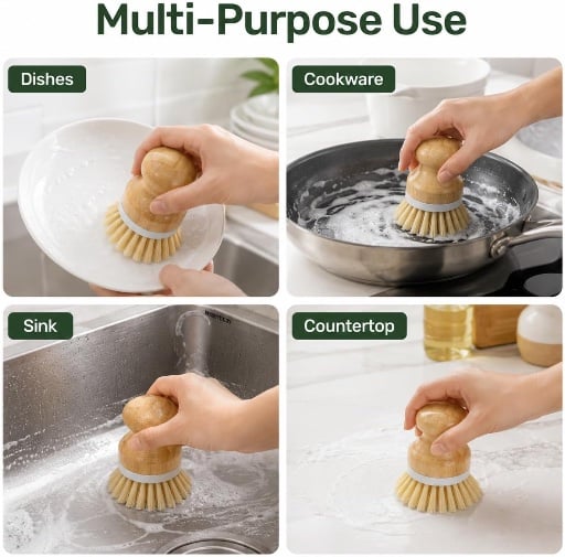 Bamboo Dish Brush with Round Handle Deal
