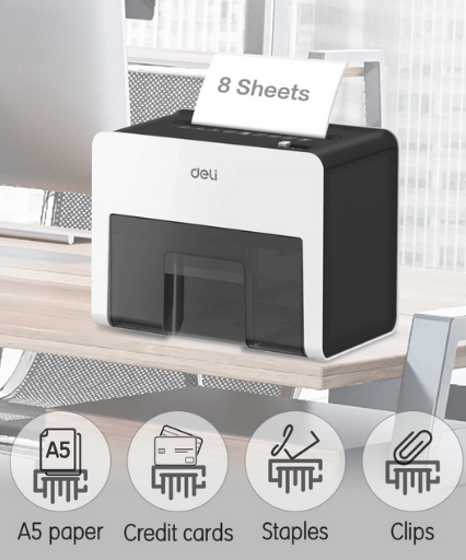 Deli 8-Sheet Crosscut Mini Desktop Paper Shredder w/ 0.7 Gal Bin