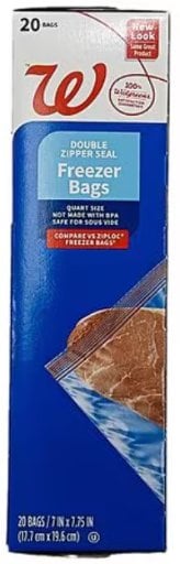 Walgreens Quart Freezer Bags 3 X 20 Count Deal