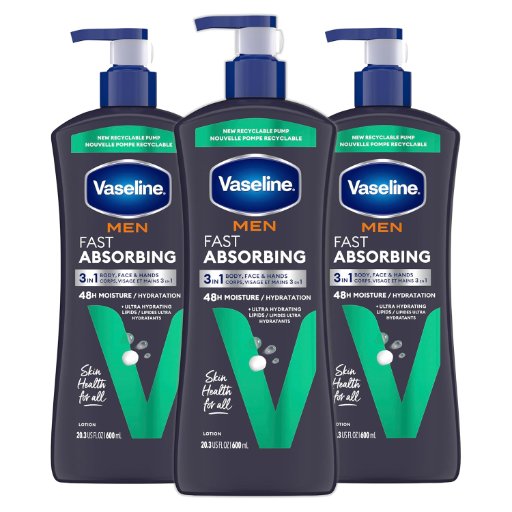 3-Pack 20.3-Oz Vaseline Men's Healing Moisture Hand & Body Lotion