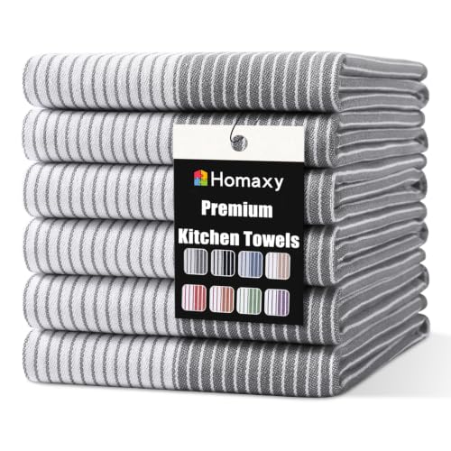 6-Pack 18"x28" Homaxy Premium 100% Cotton Kitchen Towels (Grey)