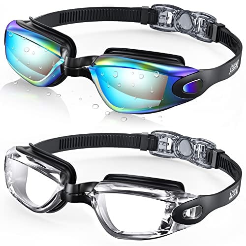 Aegend Adult Mirrored Anti-Fog Swim Goggles 2-Count Deal