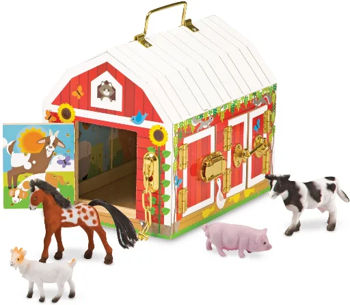 Melissa & Doug Wooden Latches Barn with 4 Play Figures Deal