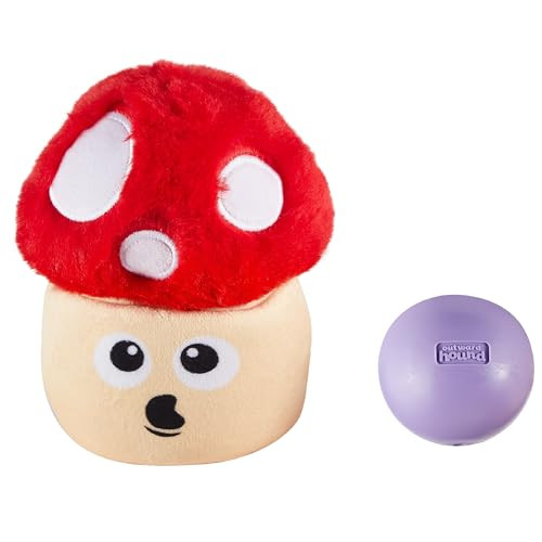 Outward Hound Nina Ottosson Snack Palz Interactive Plush Dog Puzzle with Treat Ball, Mushroom