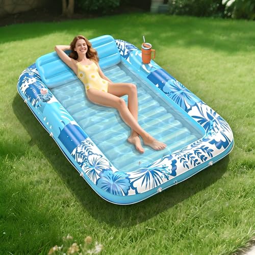 POOLACC 85"x57" Inflatable Tanning Pool Lounger Float w/ Pillow Deal