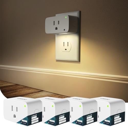 Linkind Matter Smart Plugs w/ Adjustable Dusk-to-Dawn Night Lights (15A) 4-Count Deal
