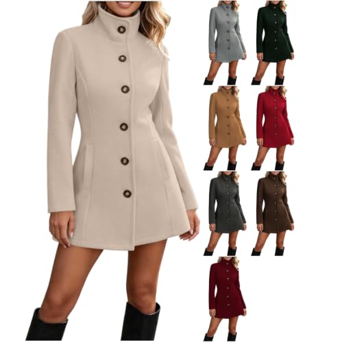 Trench Coat Stand Collar Mid-Length Overcoat Deal