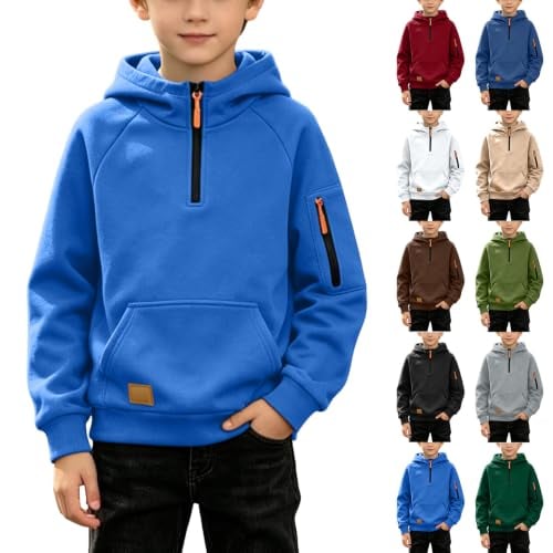 Kids Quarter Zip Up Hooded Pullover Sweatshirt Deal