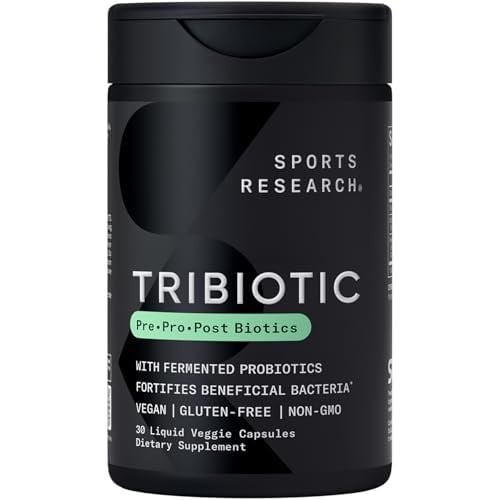 Sports Research 3-in-1 Tribiotic Capsules (Pre + Pro + Postbiotic) 30-Count Deal