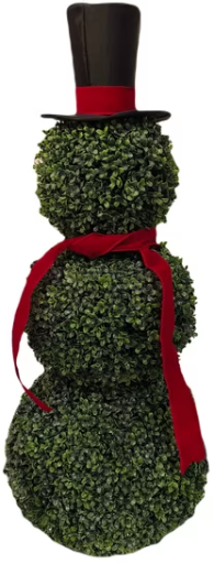 Boxwood Snowman Topiary Christmas Decoration 32in