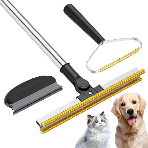 3 in 1 Carpet Rake for Pet Hair Removal