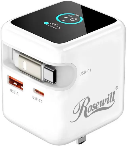 Rosewill 70W Retractable USB-C Wall Charger 3-Port GaN Deal