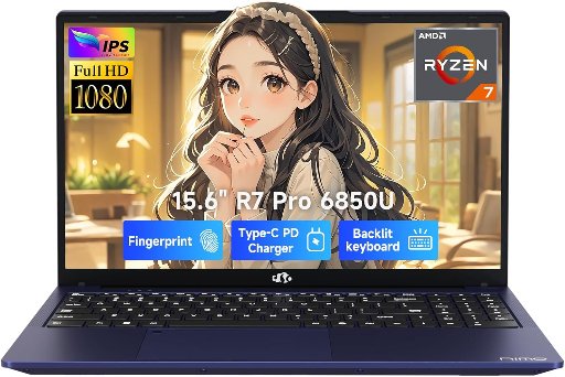 NIMO 15.6" Laptop Ryzen 7 Pro 6850U 16GB LPDDR5 RAM 512GB SSD