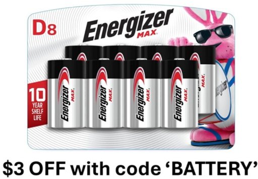 Energizer MAX D Alkaline Batteries (8-Pack)