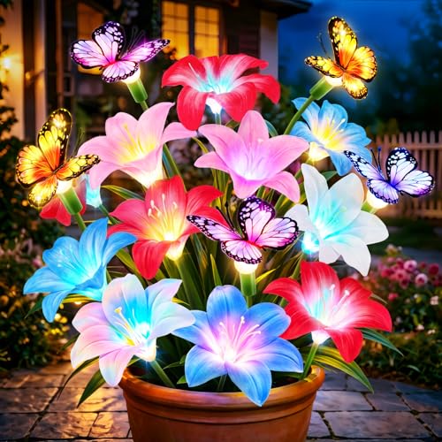 Ahaorigin Solar 7-Color Changing Lily Flower Garden Lights 4-Pack Deal